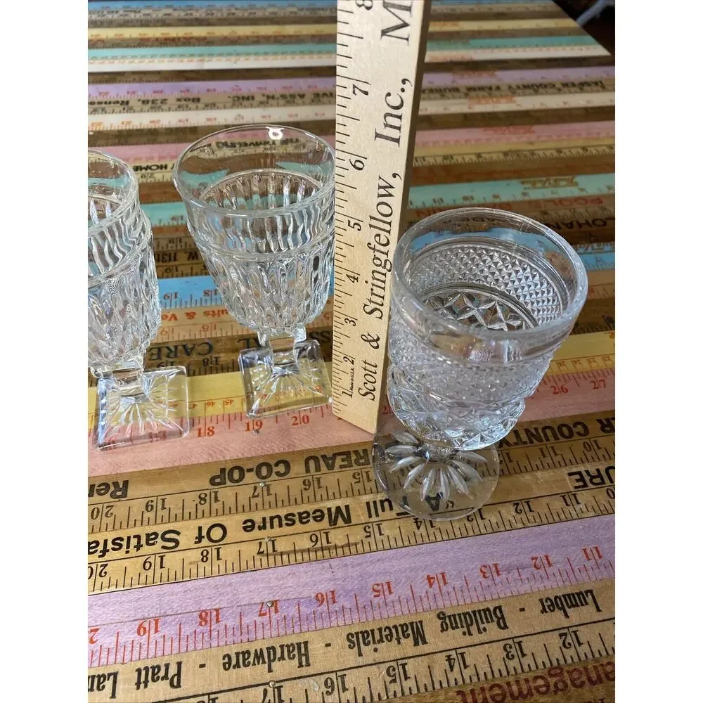 Vintage MCM Retro Wine Water Glasses 1960s Clear Glass Farmhouse Dining Lot 5